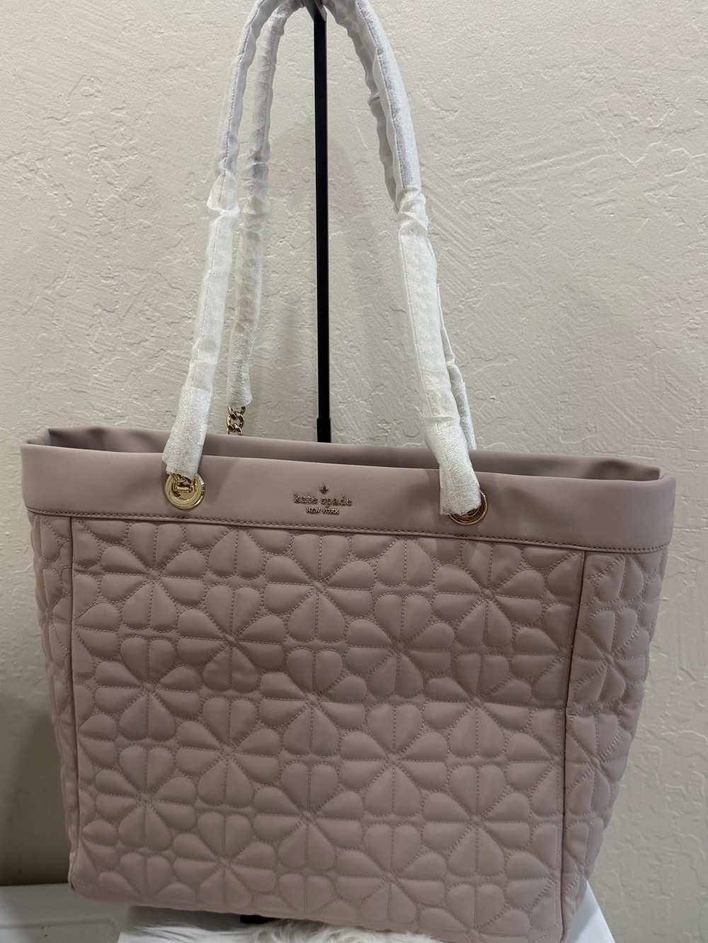 kate spade Quilted Floral Tote in Dusty Rose